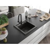 Mexen Vito Granitspüle 1-Becken mit Küchenarmatur Elia, Schwarz/Gold Metallic - 6503-75-670101-70-B