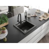 Mexen Vito Granitspüle 1-Becken mit Küchenarmatur Elia, schwarz/gold metallic - 6503-75-670101-70