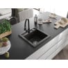 Mexen Vito Granitspüle 1-beckig mit Küchenarmatur Elia, Schwarz/Gold Metallic - 6503-75-670101-70