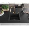 Mexen Vito Granitspüle 1-Becken mit Küchenarmatur Elia, schwarz - 6503-77-670101-50-B