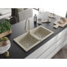 Mexen Mario Granitspüle 2-Becken mit Küchenarmatur Elia, beige - 6504-69-670101-69