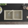Mexen Mario Granitspüle 2-Becken mit Küchenarmatur Elia, beige - 6504-69-670101-69