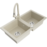 Mexen Mario Granitspüle 2-Kammer mit Küchenarmatur Elia, beige - 6504-69-670101-69
