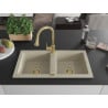 Mexen Mario Granitspüle 2-Kammer mit Küchenarmatur Elia, beige - 6504-69-670101-50