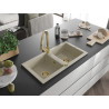 Mexen Mario Granit-Doppelspülbecken mit Küchenarmatur Elia, beige - 6504-69-670101-50