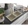 Mexen Mario Granitspüle 2-Kammer mit Küchenarmatur Elia, beige - 6504-69-670101-50