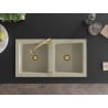 Mexen Mario Granitspüle 2-Kammer mit Küchenarmatur Elia, beige - 6504-69-670101-50
