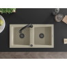 Mexen Mario Granitspüle 2-Kammern mit Küchenarmatur Elia, beige - 6504-69-670101-70