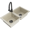 Mexen Mario Granitspüle 2-Kammer mit Küchenarmatur Elia, beige - 6504-69-670101-70