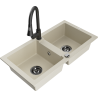Mexen Mario Granitspüle 2-Kammern mit Küchenarmatur Elia, beige - 6504-69-670101-70