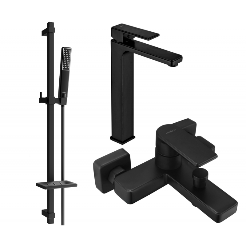 Mexen Mino DQ72 Badewannenset, schwarz - 72413DQ72-70
