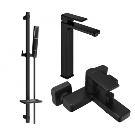 Mexen Mino DQ72 Badewannenset, schwarz - 72413DQ72-70