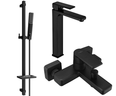 Mexen Mino DQ72 Badewannenset, schwarz - 72413DQ72-70
