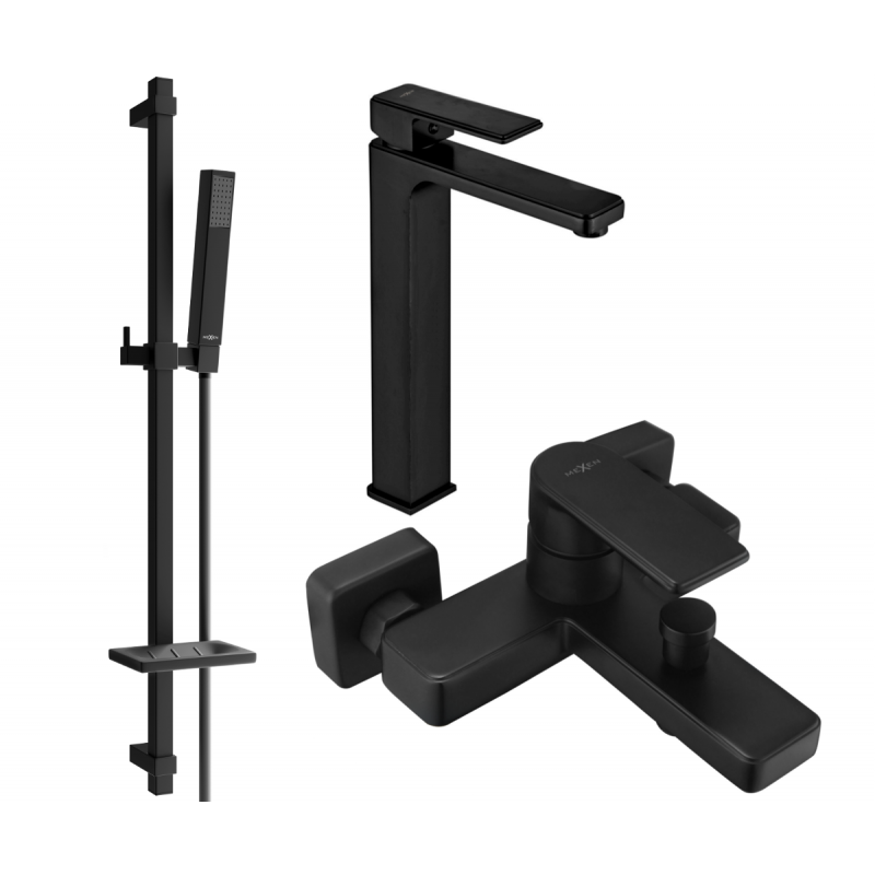 Mexen Mino DQ77 Badezimmerset, schwarz - 72413DQ77-70