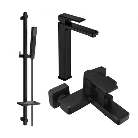 Mexen Mino DQ77 Badezimmerset, schwarz - 72413DQ77-70