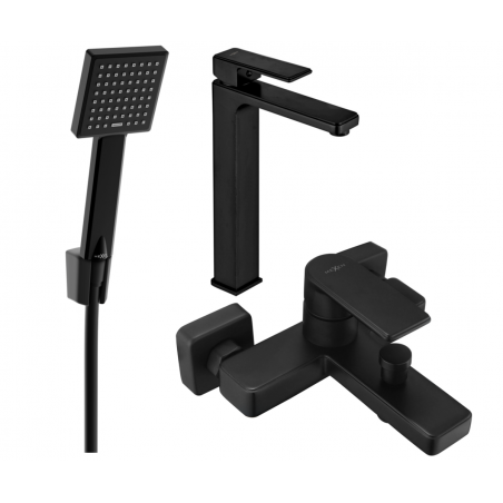 Mexen Mino R45 Badewannen-Set, schwarz - 72413R45-70