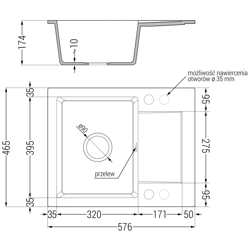 Mexen Enzo Granitspüle 1-Becken mit Abtropffläche und Küchenarmatur Elia, beige - 6506-69-670101-69
