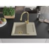Mexen Enzo Granitspüle 1-becken mit Abtropffläche und Küchenarmatur Elia, beige - 6506-69-670101-50