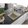 Mexen Enzo Granitspüle 1-becken mit Abtropffläche und Küchenarmatur Elia, beige - 6506-69-670101-50