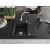 Mexen Enzo Granitspüle 1-beckig mit Abtropffläche und Küchenarmatur Elia, schwarz/silberner Metallic - 6506-73-670101-00