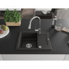 Mexen Enzo 1-bowlige Granitspüle mit Abtropffläche und Küchenarmatur Elia, schwarz/goldfarben metallic - 6506-75-670101-00