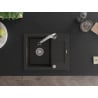 Mexen Enzo Granitspüle 1-Becken mit Abtropffläche und Küchenarmatur Elia, schwarz/gold Metallic - 6506-75-670101-00