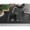 Mexen Enzo 1-Kammer Granitspüle mit Abtropffläche und Küchenarmatur Elia, schwarz gesprenkelt - 6506-76-670101-00