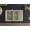 Mexen Gaspar Granitspüle 1,5-Schüssell mit Abtropffläche und Küchenarmatur Elia, beige - 6507-69-670101-00