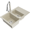 Mexen Gaspar Granitspüle 1,5-Becken mit Abtropffläche und Küchenarmatur Elia, beige - 6507-69-670101-00