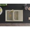 Mexen Gaspar Granitspüle 1,5-Kammer mit Abtropffläche und Küchenarmatur Elia, beige - 6507-69-670101-50