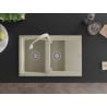 Mexen Gaspar Granitspüle 1,5 Kammern mit Abtropffläche und Küchenarmatur Elia, beige - 6507-69-670101-69