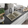 Mexen Gaspar Granitspüle 1,5-beckig mit Abtropffläche und Küchenarmatur Elia, beige - 6507-69-670101-70
