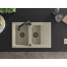 Mexen Gaspar Granitspüle 1,5-beckig mit Abtropffläche und Küchenarmatur Elia, beige - 6507-69-670101-70