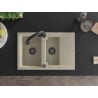 Mexen Gaspar Granitspüle 1,5-Schüssel mit Abtropffläche und Küchenarmatur Elia, beige - 6507-69-670101-70