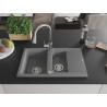 Mexen Gaspar Granitspüle 1,5-Becken mit Abtropffläche und Küchenarmatur Elia, grau - 6507-71-670101-00