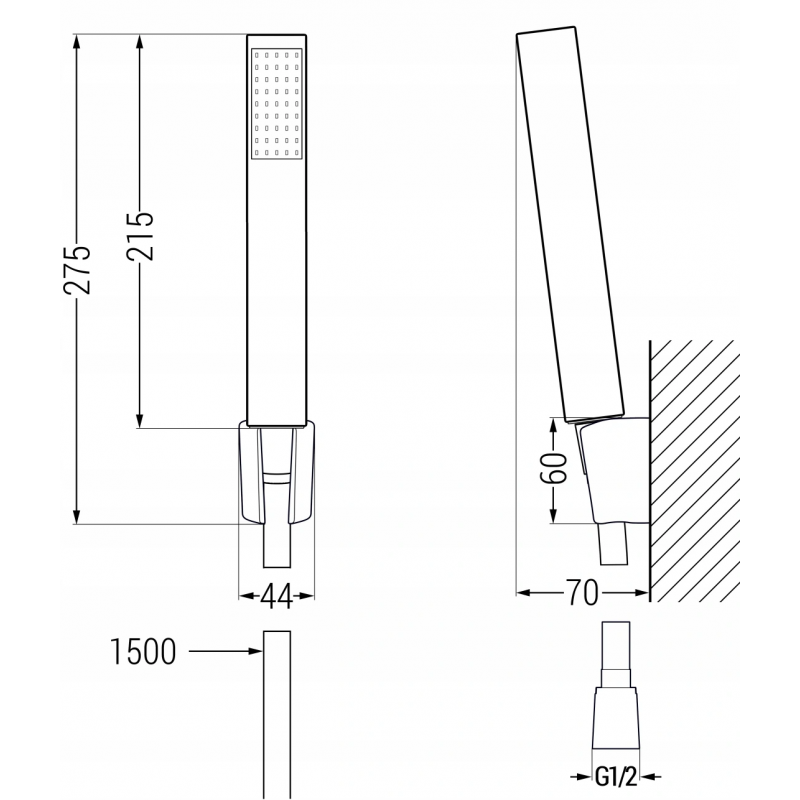 Mexen Mino R77 Badewannenarmatur mit Duschset, schwarz - 7243R77-70