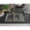Mexen Gaspar Granitspüle 1,5-becken mit Abtropffläche und Küchenarmatur Elia, grau - 6507-71-670101-50