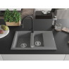 Mexen Gaspar Granitspüle 1,5-Becken mit Abtropffläche und Küchenarmatur Elia, grau - 6507-71-670101-70