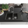 Mexen Gaspar Granitspüle 1,5-becken mit Abtropffläche und Küchenarmatur Elia, schwarz/gold metallic - 6507-75-670101-00