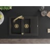 Mexen Gaspar Granitspüle 1,5-Becken mit Abtropffläche und Küchenarmatur Elia, schwarz/gold metallic - 6507-75-670101-50
