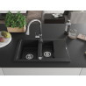 Mexen Gaspar Granitspüle 1,5-beckig mit Abtropffläche und Küchenarmatur Elia, schwarz - 6507-77-670101-00