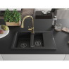 Mexen Gaspar Granitspüle 1,5-Becken mit Abtropffläche und Küchenarmatur Elia, schwarz - 6507-77-670101-50-B
