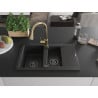 Mexen Gaspar Granitspüle 1,5-beckig mit Abtropffläche und Küchenarmatur Elia, schwarz - 6507-77-670101-50-B