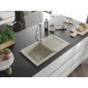 Mexen Pablo Granitspüle 1-beckig mit Abtropffläche und Küchenarmatur Elia, beige - 6510-69-670101-00