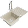 Mexen Pablo Granitspüle 1-beckig mit Abtropffläche und Küchenarmatur Elia, beige - 6510-69-670101-00