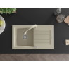 Mexen Pablo 1-beckiger Granitspüle mit Abtropffläche und Küchenarmatur Elia, beige - 6510-69-670101-69