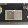 Mexen Pablo Granitspüle 1-Becken mit Abtropffläche und Küchenarmatur Elia, beige - 6510-69-670101-69
