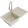 Mexen Pablo Granitspüle 1-Becken mit Abtropffläche und Küchenarmatur Elia, beige - 6510-69-670101-69