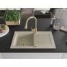 Mexen Pablo Granitspüle 1-Becken mit Abtropffläche und Küchenarmatur Elia, beige - 6510-69-670101-50