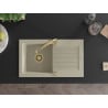 Mexen Pablo Granitspüle 1-Becken mit Abtropffläche und Küchenarmatur Elia, beige - 6510-69-670101-50
